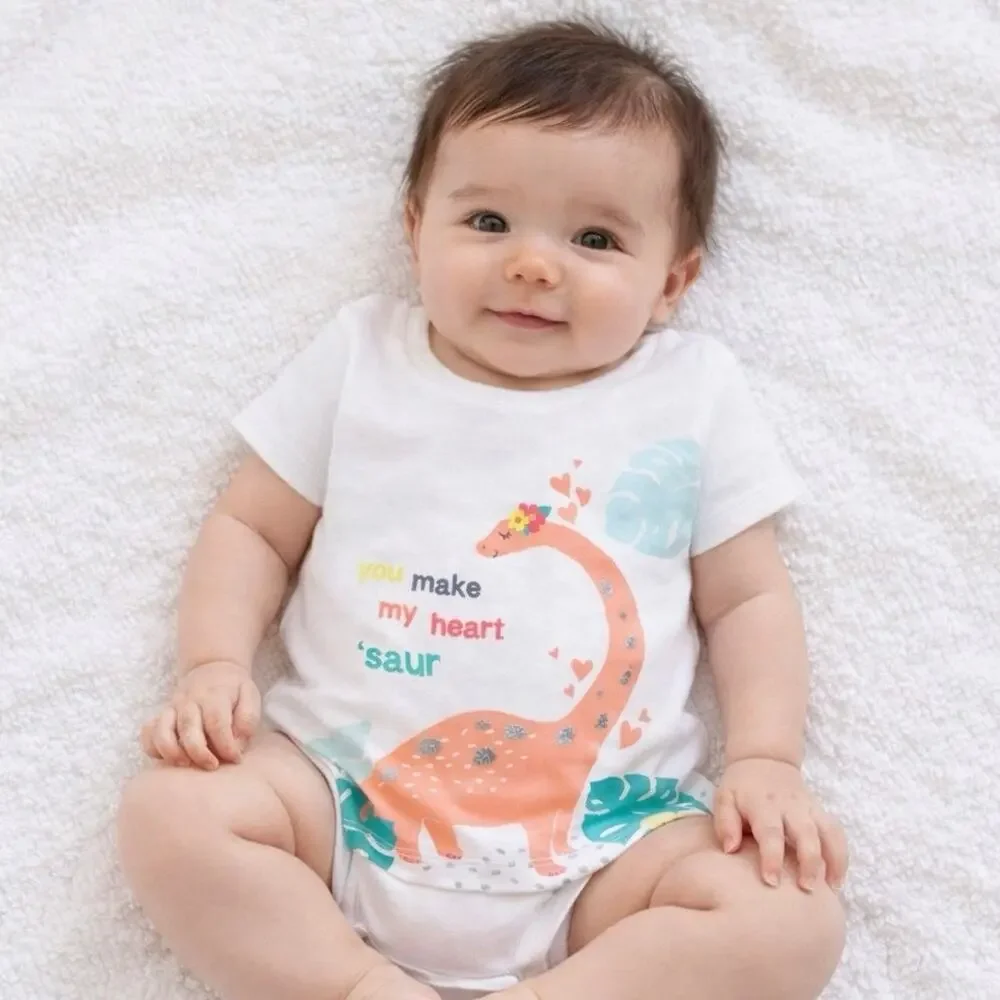 Carter’s Dinosaur Graphic Tee Baby Girl 6M NWT You Make My Heart Saur Infant